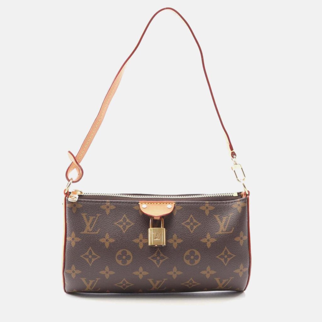 Louis Vuitton Pochette Tirette Shoulder Bag M12859 Monogram Canvas Brown Used Lv