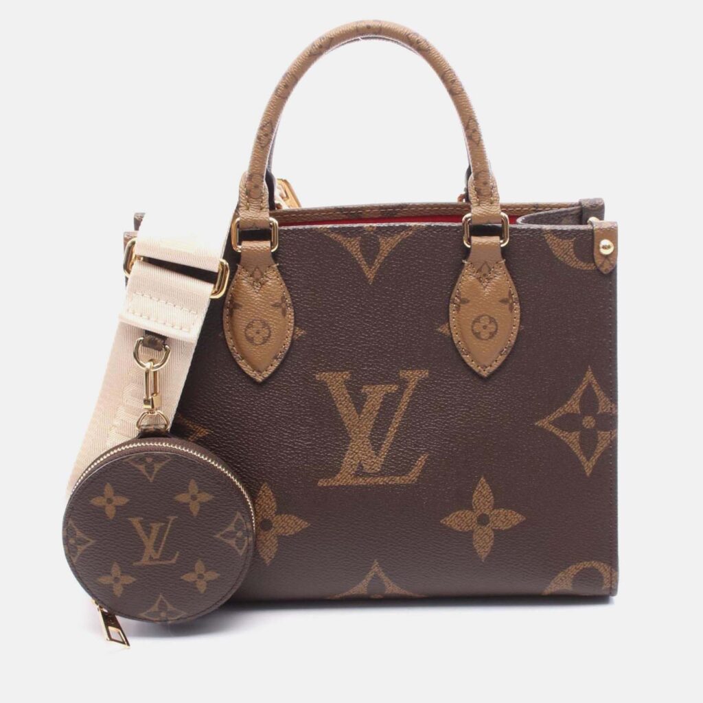 Louis Vuitton On The Go Pm Shoulder Handbag M46373 Monogram Giant Reverse Used