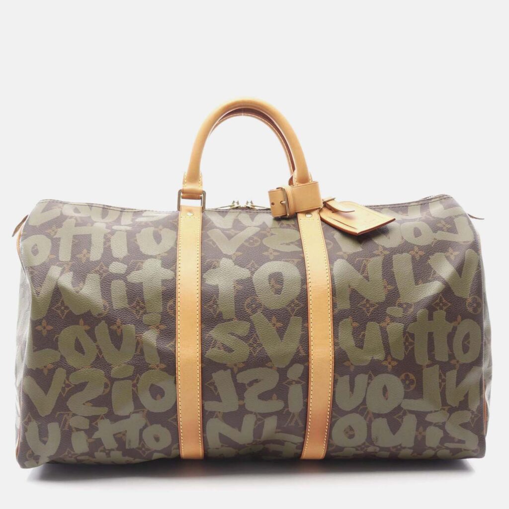 Louis Vuitton Keepall50 Hand Bag M92196 Monogram Graffiti Brown Canvas Used Lv Louis Vuitton Keepall50 Hand Bag M92196 Monogram Graffiti Brown Canvas Used Lv