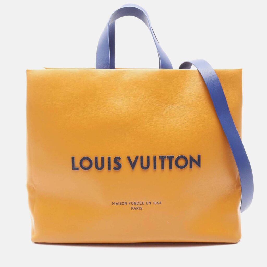 Louis Vuitton Shopper Tote Mm Shoulder Bag M24457 Leather Saffron Used Unisex
