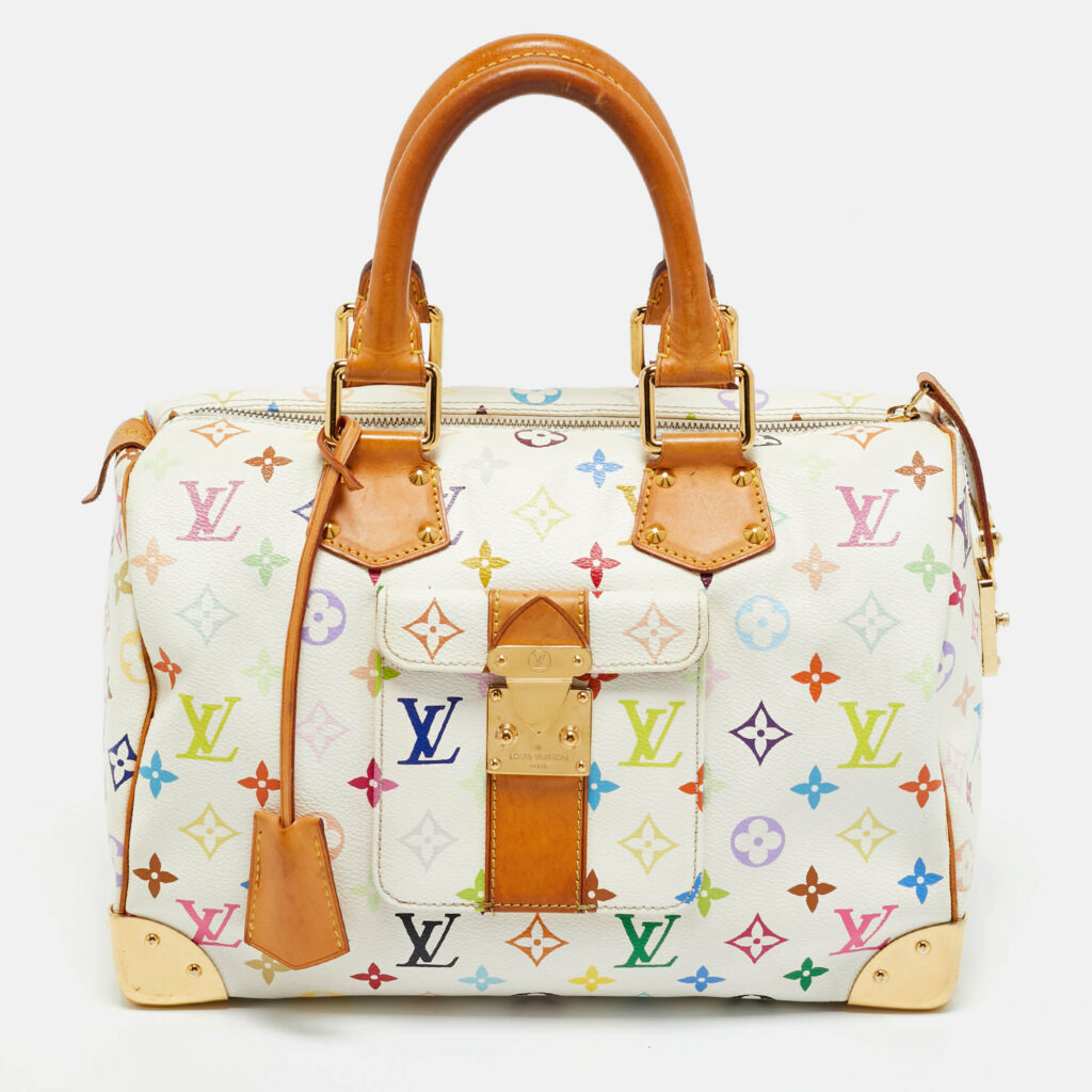 Louis Vuitton White Multicolor Monogram Canvas Speedy 30 Bag Louis Vuitton White Multicolor Monogram Canvas Speedy 30 Bag