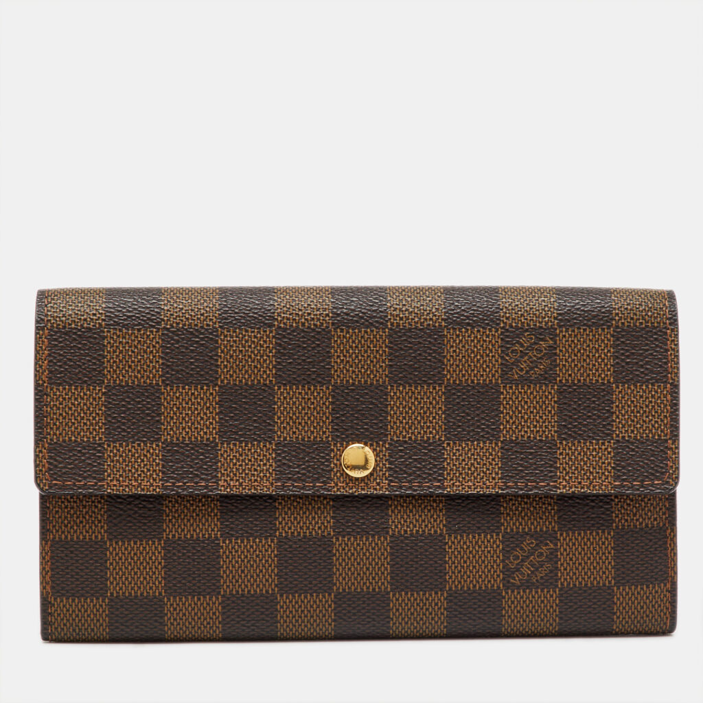 Louis Vuitton Damier Ebene Canvas Sarah Long Wallet Louis Vuitton Damier Ebene Canvas Sarah Long Wallet