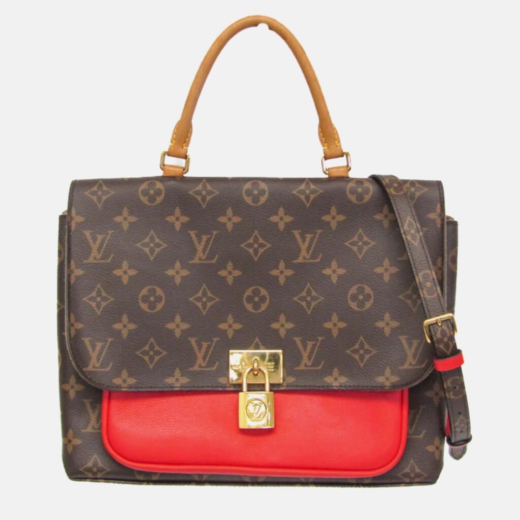 Louis Vuitton Marignan Coquelicot Brown Monogram Coated Canvas Leather Shoulder Bag Louis Vuitton Marignan Coquelicot Brown Monogram Coated Canvas Leather Shoulder Bag