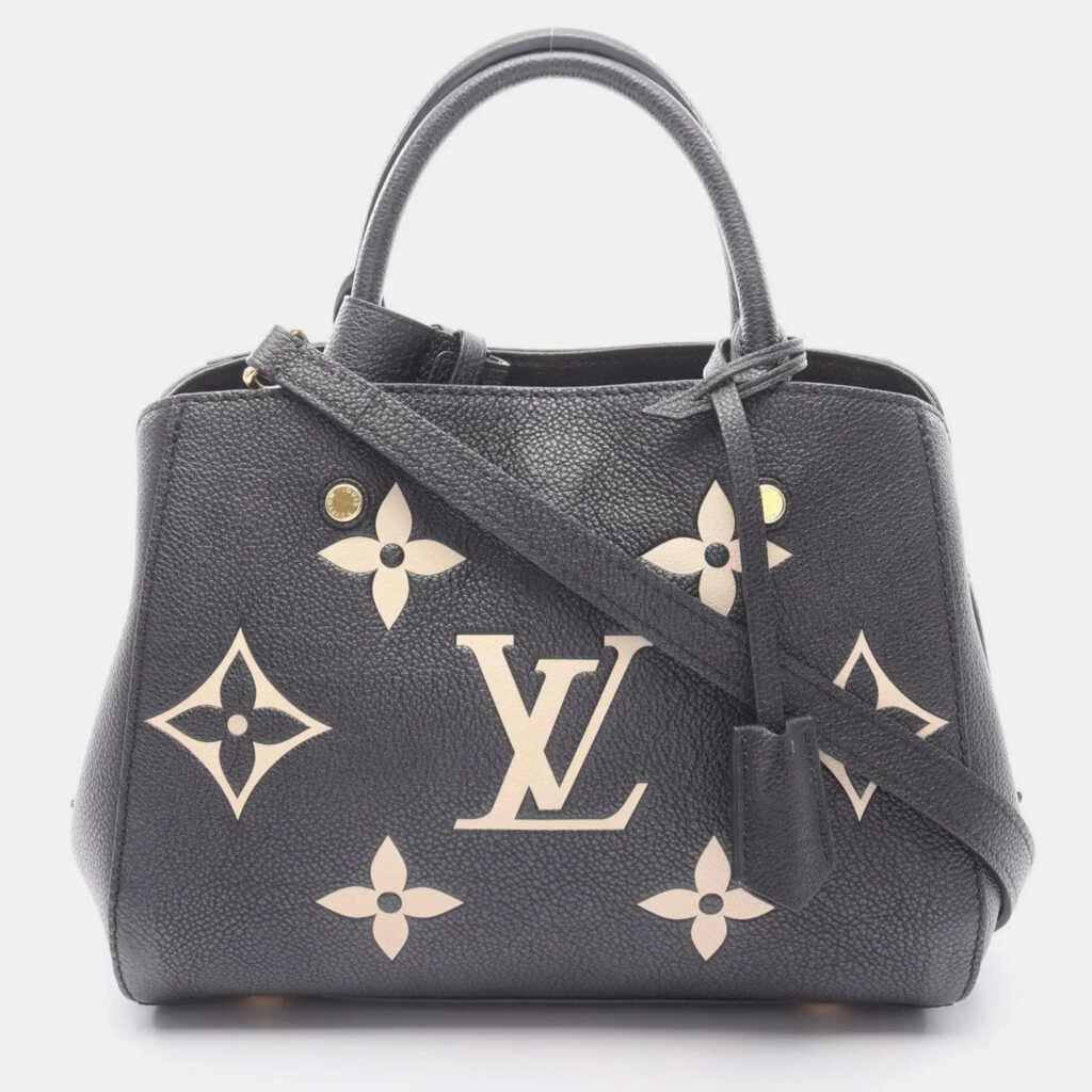 Louis Vuitton Montaigne BB Black Beige Monogram Empreinte Leather Handbag Louis Vuitton Montaigne BB Black Beige Monogram Empreinte Leather Handbag