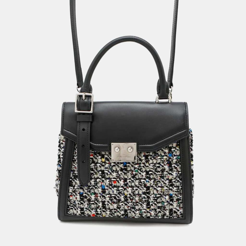 Louis Vuitton Lv Arc PM Gray Black Tweed Leather Handbag Louis Vuitton Lv Arc PM Gray Black Tweed Leather Handbag