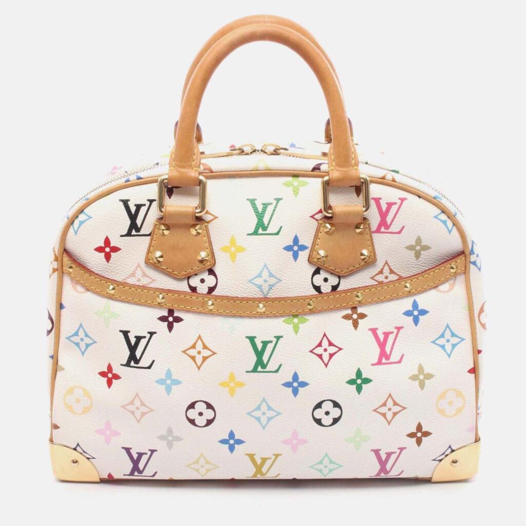Louis Vuitton Trouville Handbag Monogram Multicolor Canvas Leather Blanc Louis Vuitton Trouville Handbag Monogram Multicolor Canvas Leather Blanc