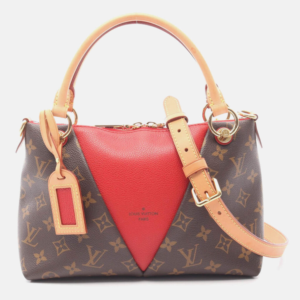 Louis Vuitton V Tote Bb Shoulder Handbag Monogram Canvas Leather Red Louis Vuitton V Tote Bb Shoulder Handbag Monogram Canvas Leather Red