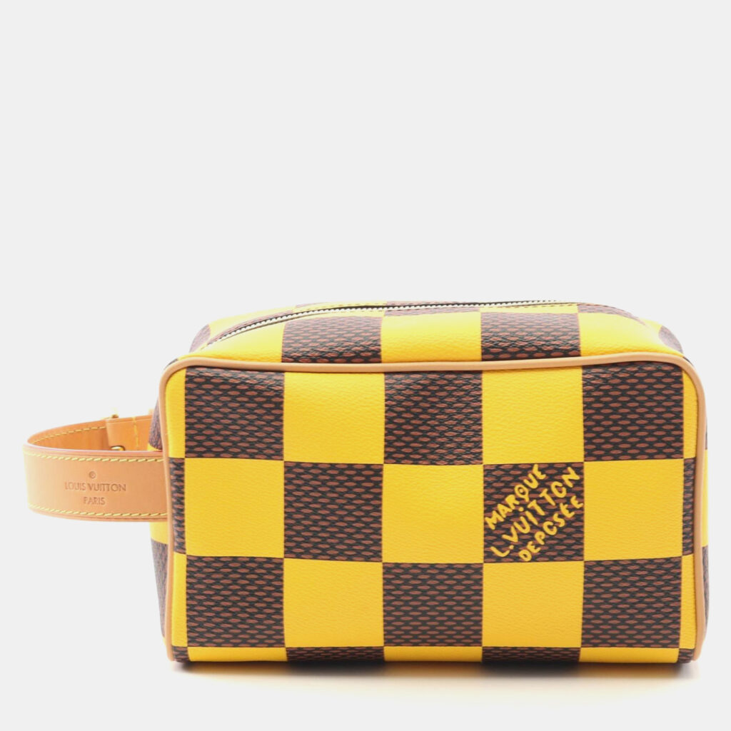 Louis Vuitton Locker Dopp Kit Yellow/Brown Damier Pop Coated Canvas Shoulder Bag Louis Vuitton Locker Dopp Kit Yellow/Brown Damier Pop Coated Canvas Shoulder Bag