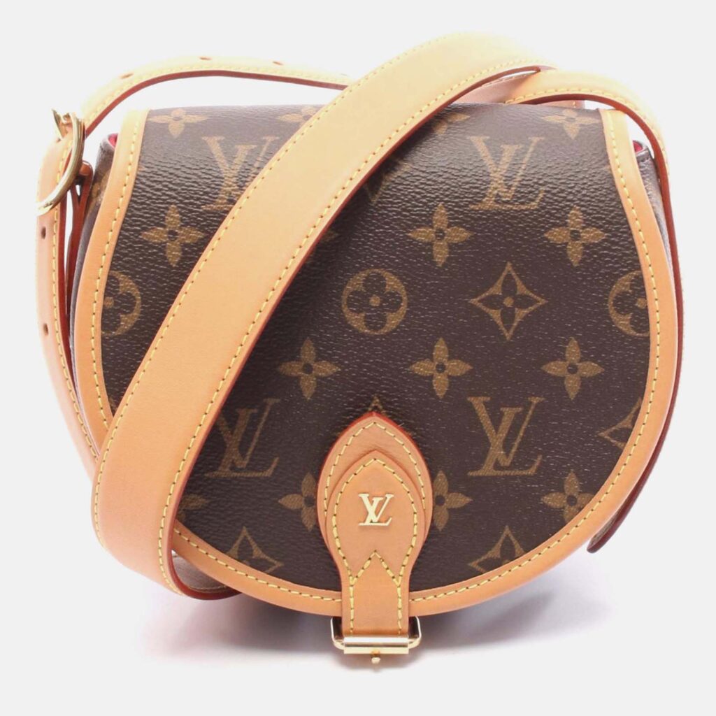 Louis Vuitton Tambourine Brown Monogram Canvas Leather Shoulder Bag Louis Vuitton Tambourine Brown Monogram Canvas Leather Shoulder Bag