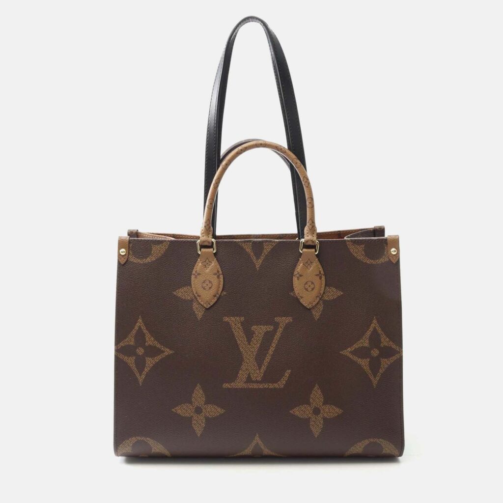 Louis Vuitton OnTheGo MM Brown Monogram Giant Reverse Shoulder Tote Bag Louis Vuitton OnTheGo MM Brown Monogram Giant Reverse Shoulder Tote Bag