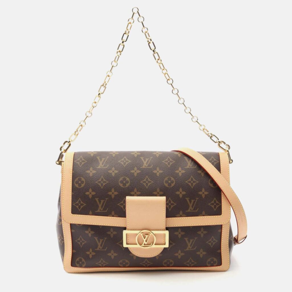 Louis Vuitton Dauphine Soft GM Brown Monogram Chain Shoulder Bag Louis Vuitton Dauphine Soft GM Brown Monogram Chain Shoulder Bag