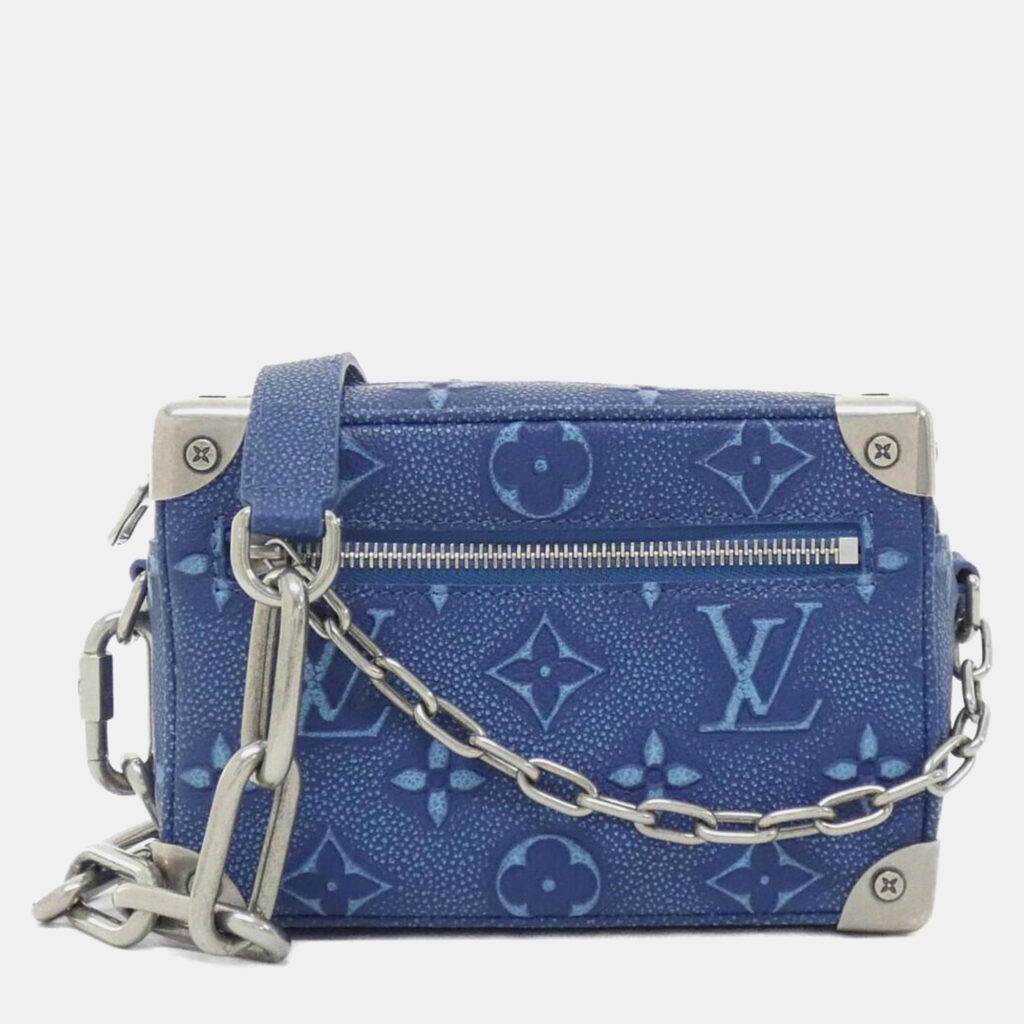 Louis Vuitton Mini Soft Trunk Blue Leather Shoulder Bag Louis Vuitton Mini Soft Trunk Blue Leather Shoulder Bag