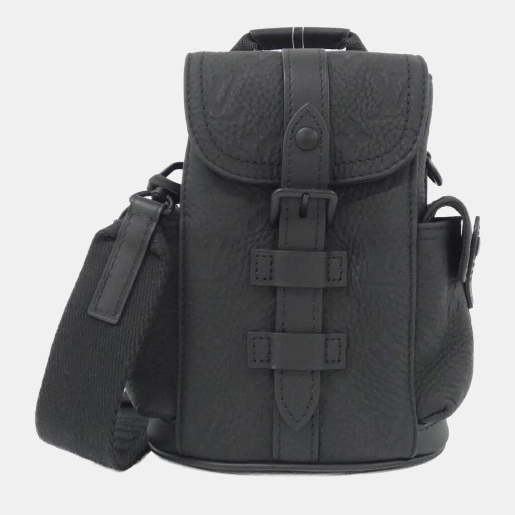 Louis Vuitton Nano Christopher Black Taurillon Monogram Leather Shoulder Bag Louis Vuitton Nano Christopher Black Taurillon Monogram Leather Shoulder Bag