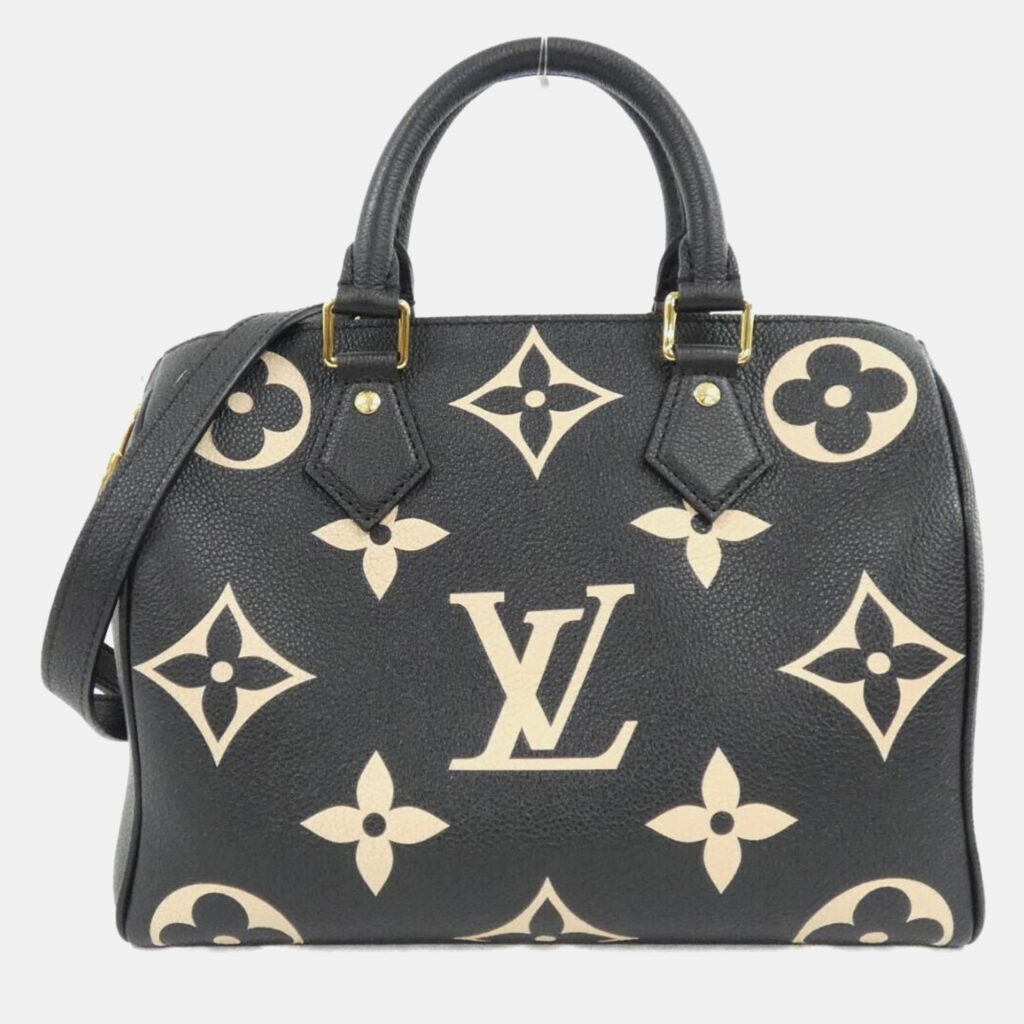 Louis Vuitton Speedy Bandouliere 25 Beige, Black Monogram Empreinte Leather Boston Bag Louis Vuitton Speedy Bandouliere 25 Beige, Black Monogram Empreinte Leather Boston Bag