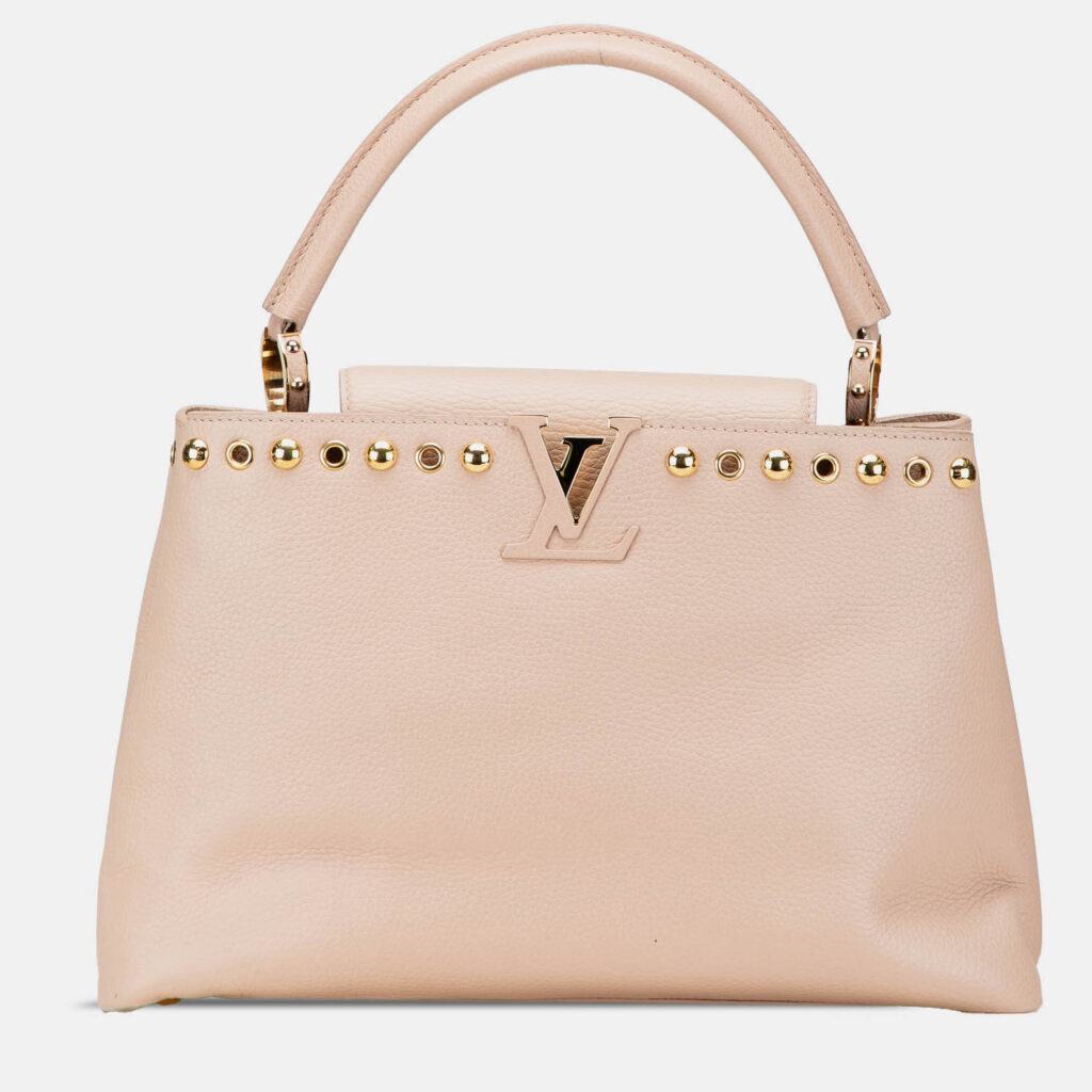 Louis Vuitton Beige Taurillon Studdy Capucines MM Louis Vuitton Beige Taurillon Studdy Capucines MM