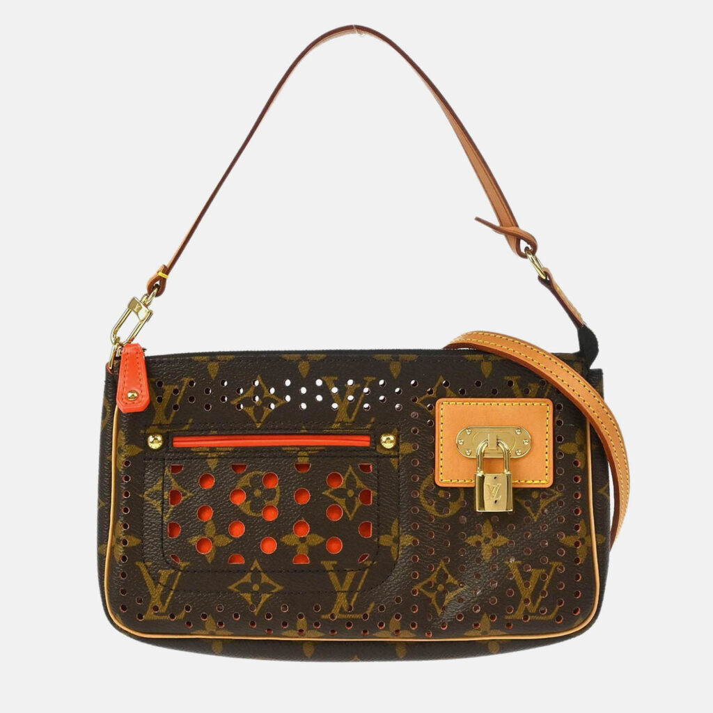 luxury-women-louis-vuitton-used-handbags-p1209899-006-1.jpeg Louis Vuitton Brown/Orange Monogram Perfo Pochette Accessoires Handbag