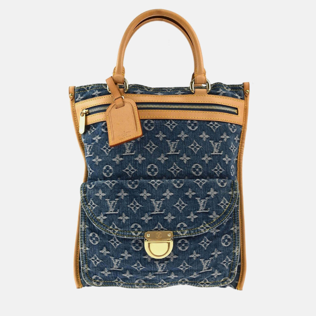 Louis Vuitton Monogram Denim Flat Shopper Tote Handbag