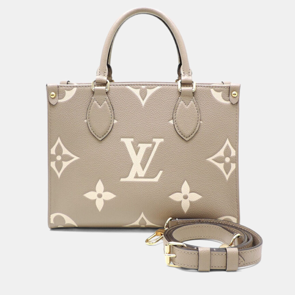 Louis Vuitton OnTheGo Cream Bicolor Monogram Empreinte Tourterelle PM Handbag Louis Vuitton OnTheGo Cream Bicolor Monogram Empreinte Tourterelle PM Handbag
