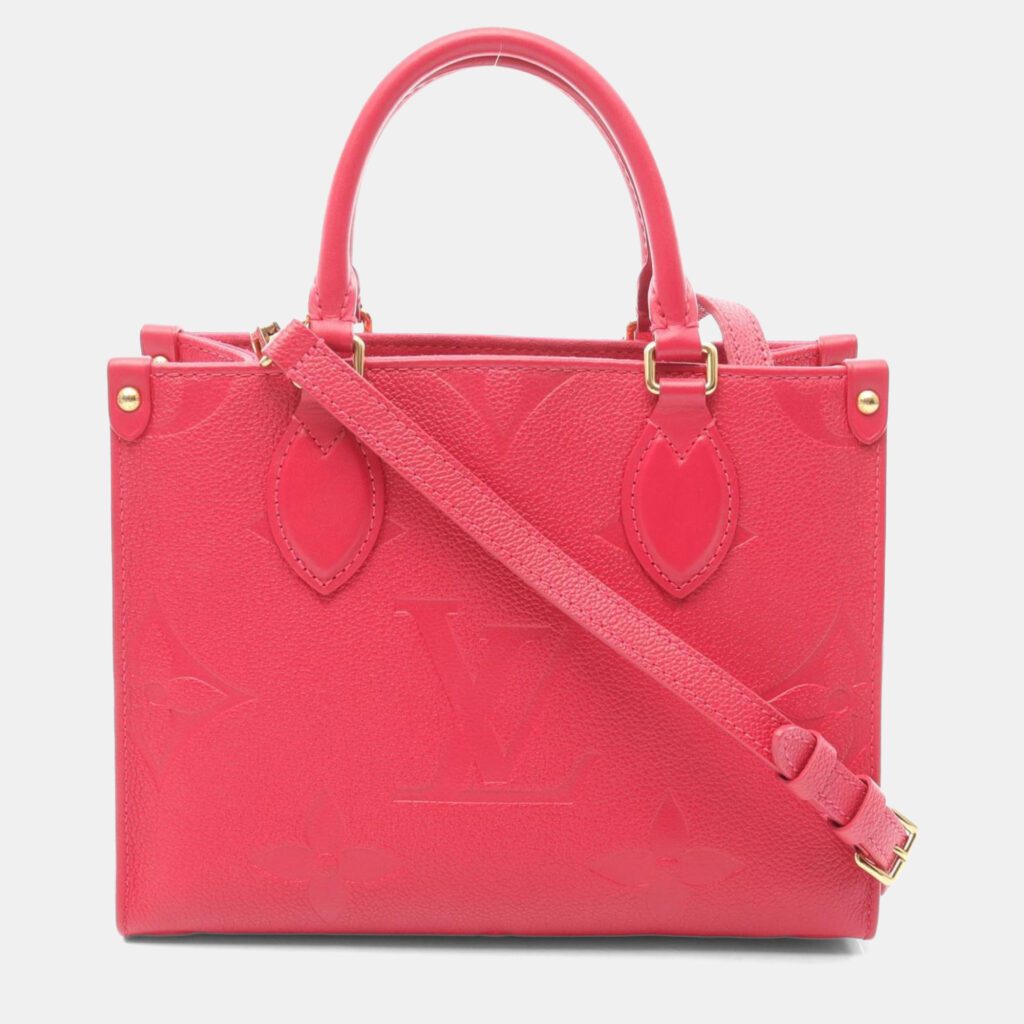 Louis Vuitton On The Go Pm Monogram Empreinte Freesia Tote Bag Leather Pink