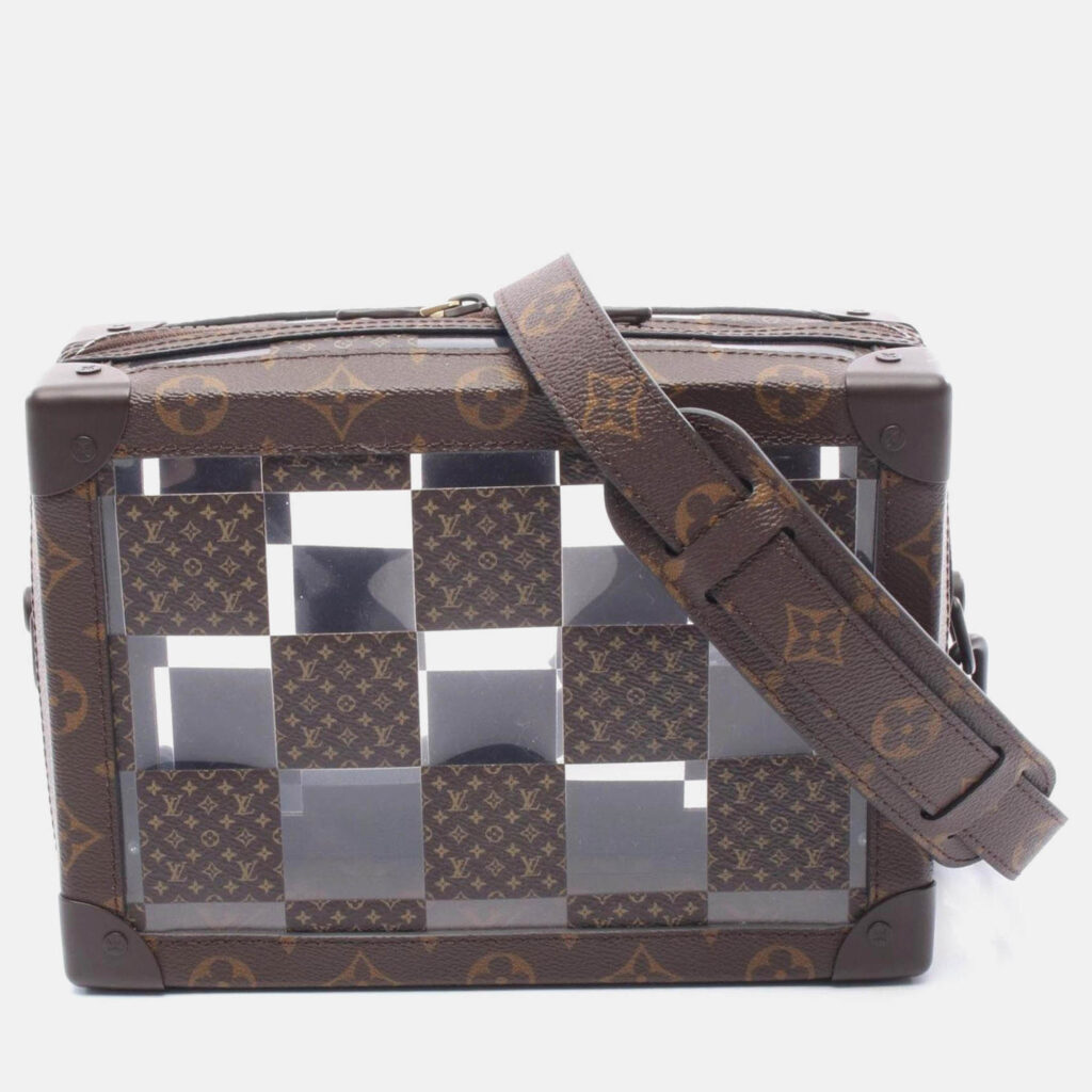 Louis Vuitton Slim Soft Trunk Shoulder Bag Coated Canvas Monogram Brown Louis Vuitton Slim Soft Trunk Shoulder Bag Coated Canvas Monogram Brown