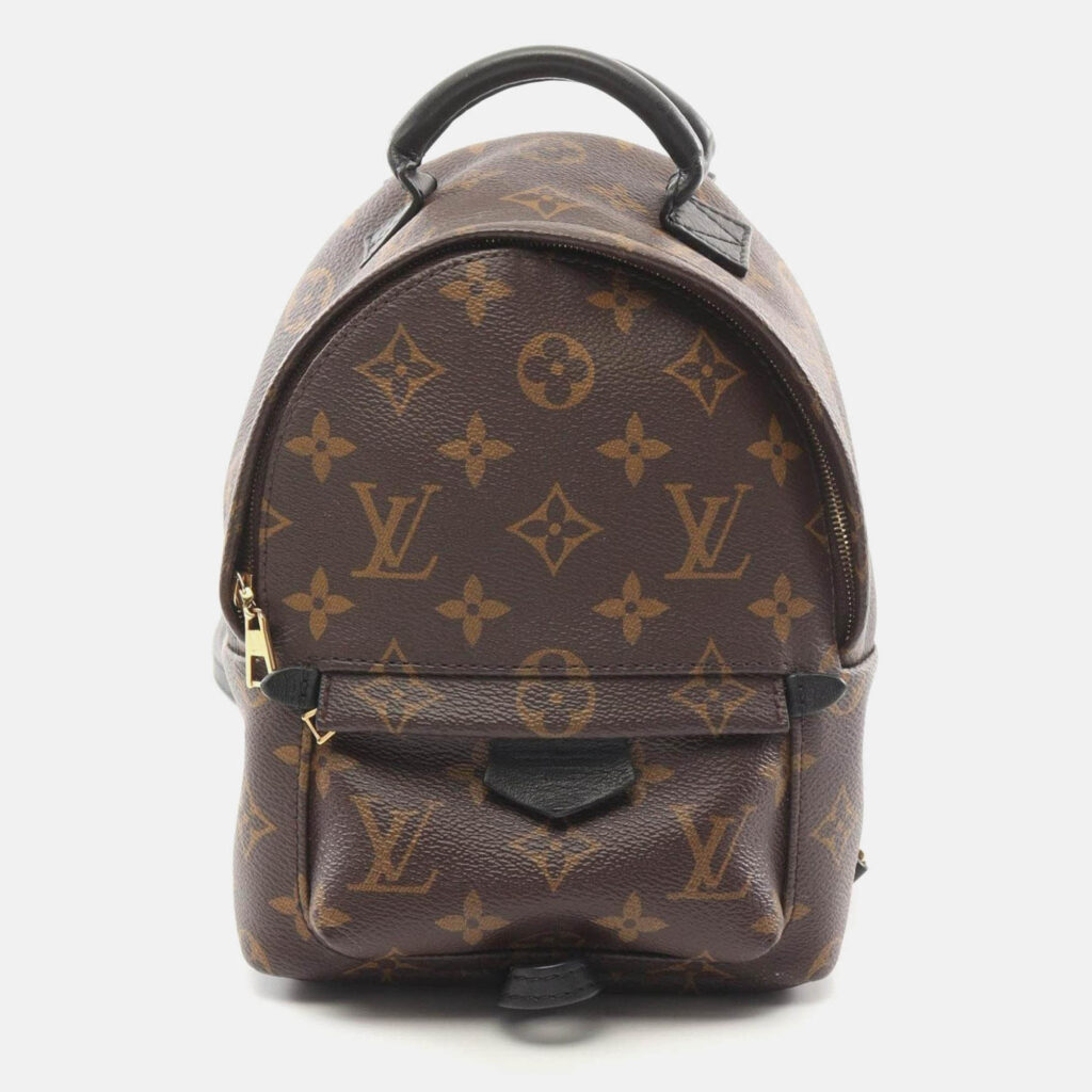Louis Vuitton Palm Springs Mini Backpack Bag Coated Canvas Leather Monogram Brown Black Louis Vuitton Palm Springs Mini Backpack Bag Coated Canvas Leather Monogram Brown Black