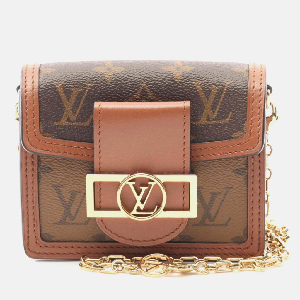 Louis Vuitton Pico Dauphine Shoulder Bag Coated Canvas And Leather Monogram Reverse Brown Louis Vuitton Pico Dauphine Shoulder Bag Coated Canvas And Leather Monogram Reverse Brown