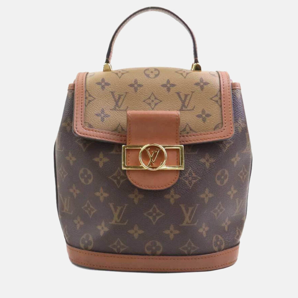 Louis Vuitton Monogram Reverse Dauphine Backpack In Canvas Brown And Gold Louis Vuitton Monogram Reverse Dauphine Backpack In Canvas Brown And Gold