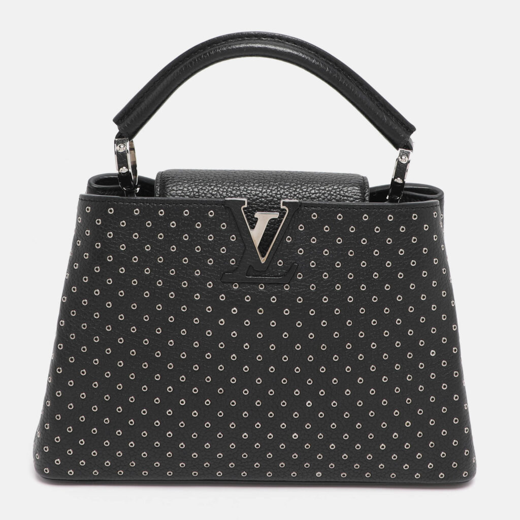 Louis Vuitton Black Taurillon Leather Grommet Capucines BB Bag