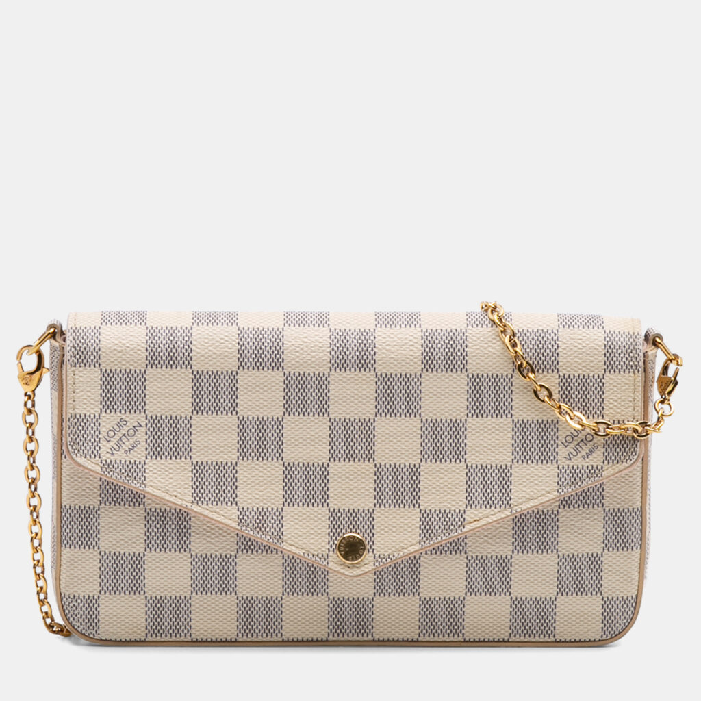 Louis Vuitton White Damier Azur Pochette Felicie Louis Vuitton White Damier Azur Pochette Felicie