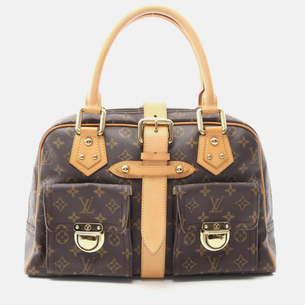 Louis Vuitton Manhattan Gm Handbag Monogram Canvas Leather Brown