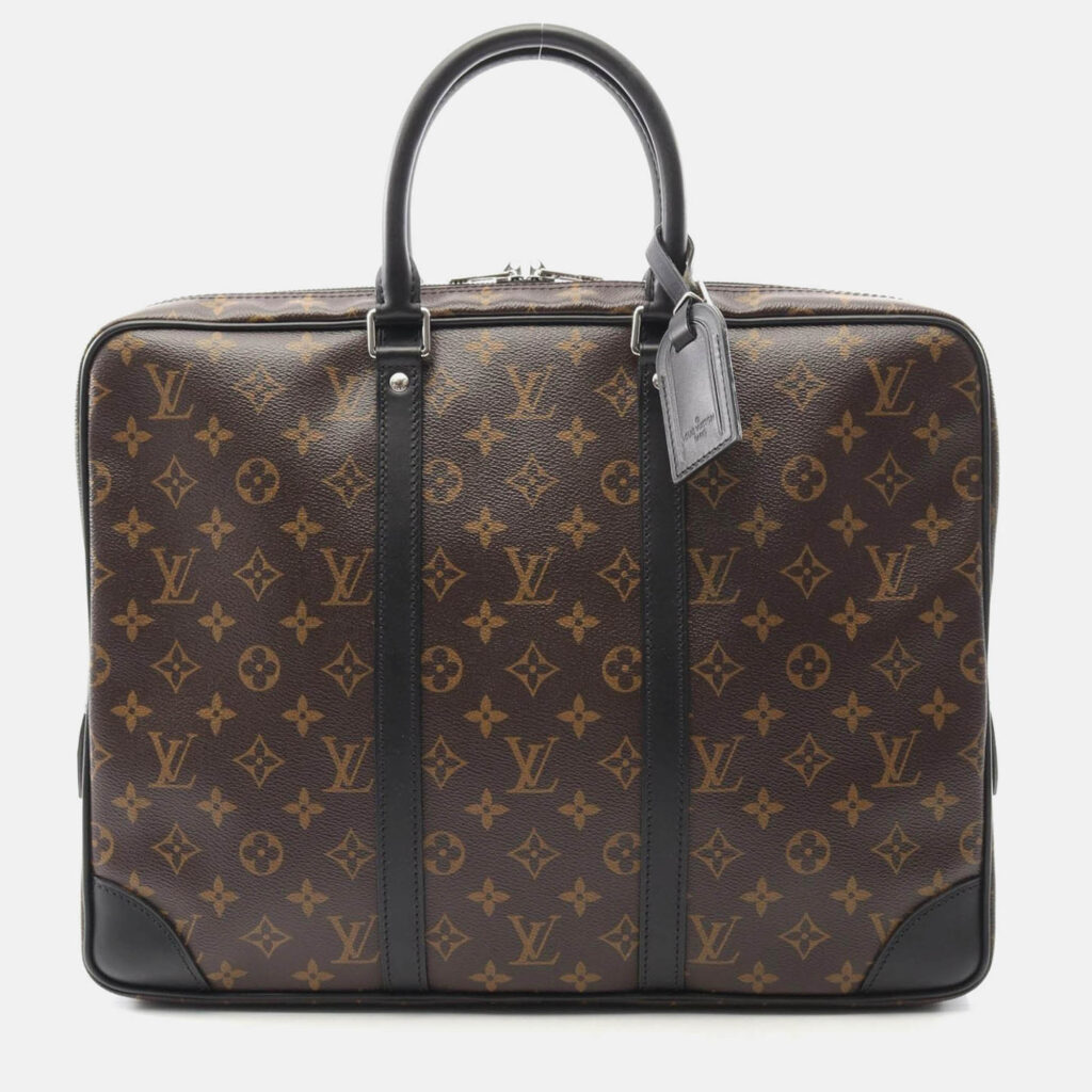 Louis Vuitton Porte-Documants Voyage Business Bag Monogram Macassar
