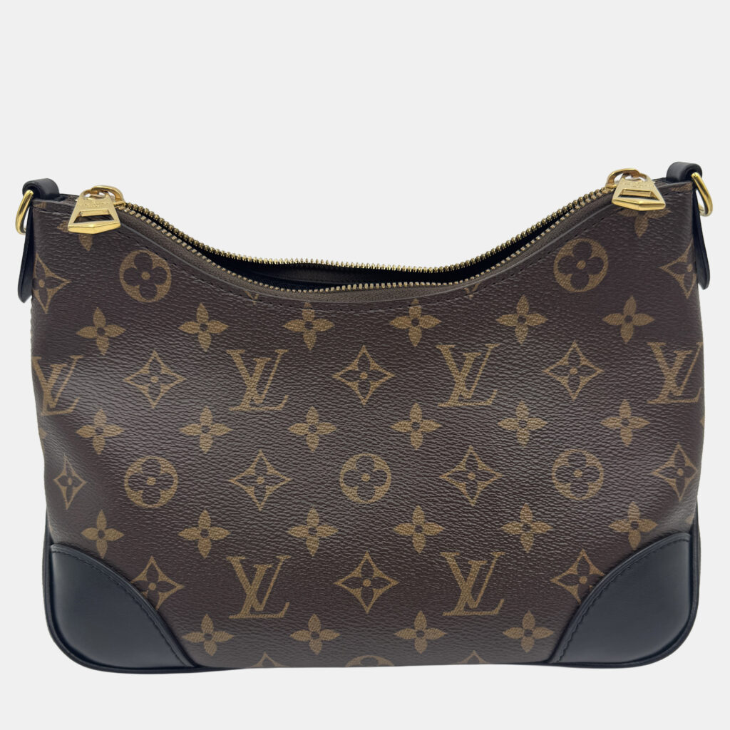 Louis Vuitton Boulogne Nm Handbag Coated Canvas And Leather Monogram Brown Black Louis Vuitton Boulogne Nm Handbag Coated Canvas And Leather Monogram Brown Black