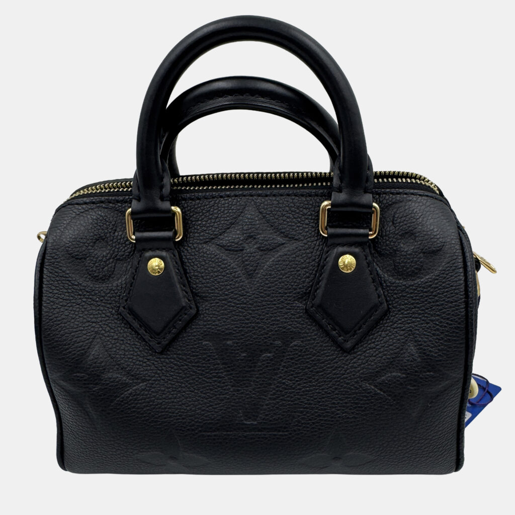Louis Vuitton Speedy Bandouliere 20 Black Monogram Empreinte Giant Leather Shoulder Bag