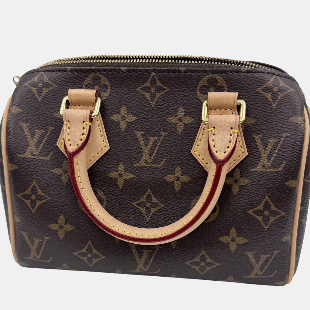 Louis Vuitton Speedy Bandouliere 20 Beige Monogram Canvas Top Handle Bag