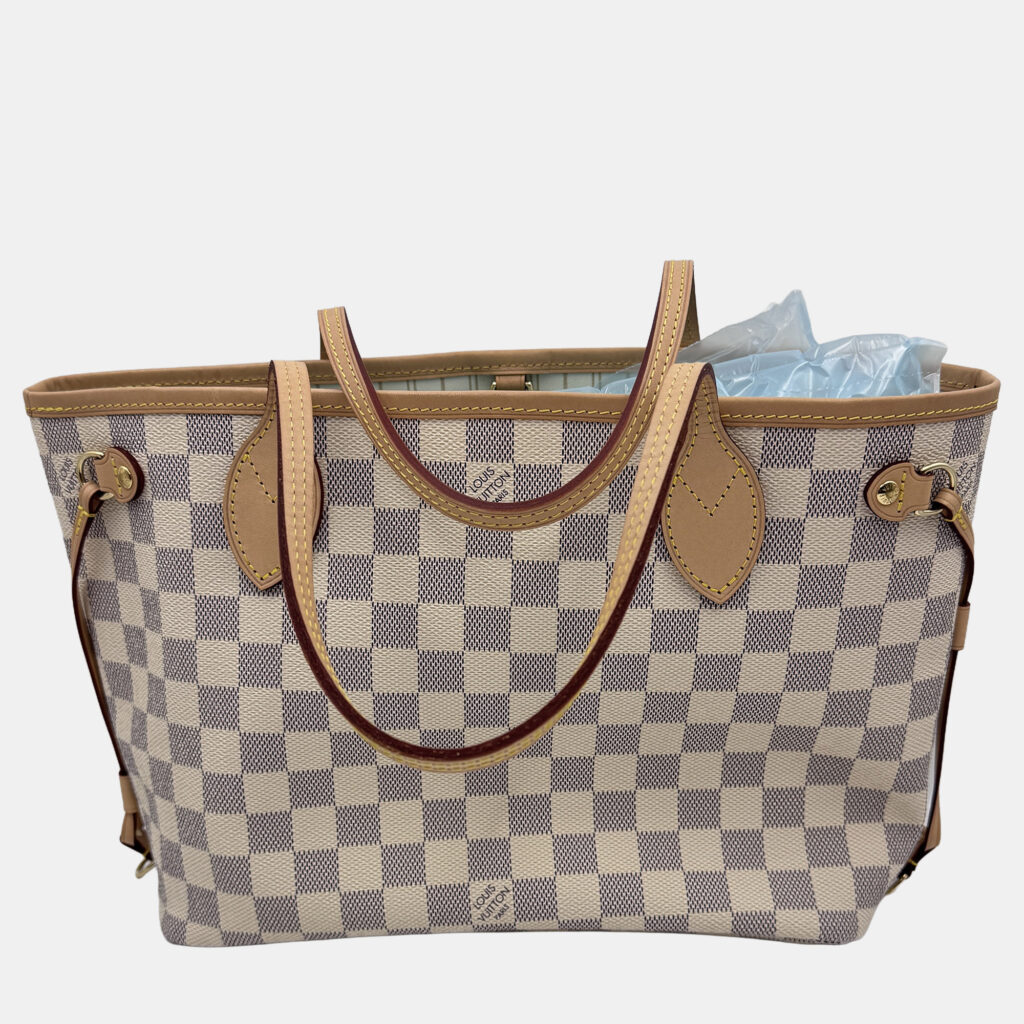 Louis Vuitton Damier Azur White Canvas Neverfull PM Bag