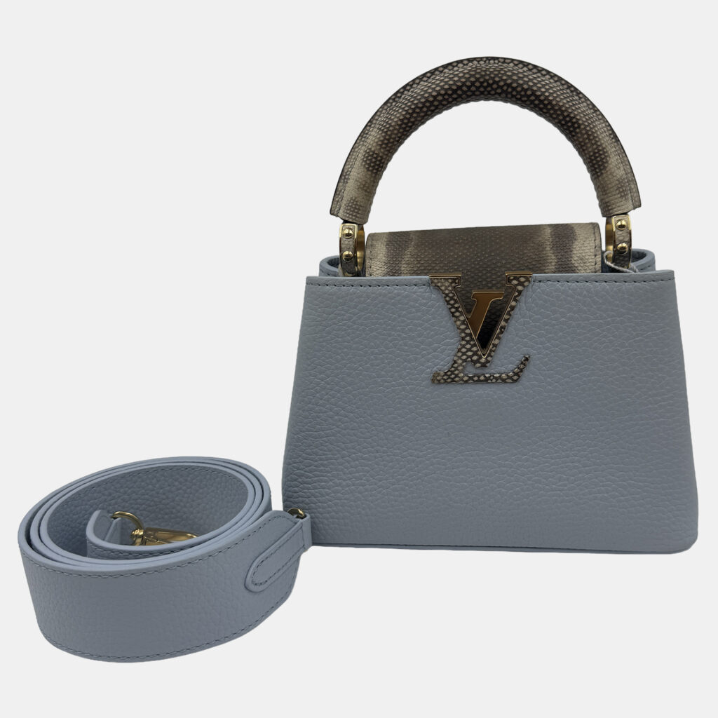 Louis Vuitton Blue Leather Mini Capucines Bag