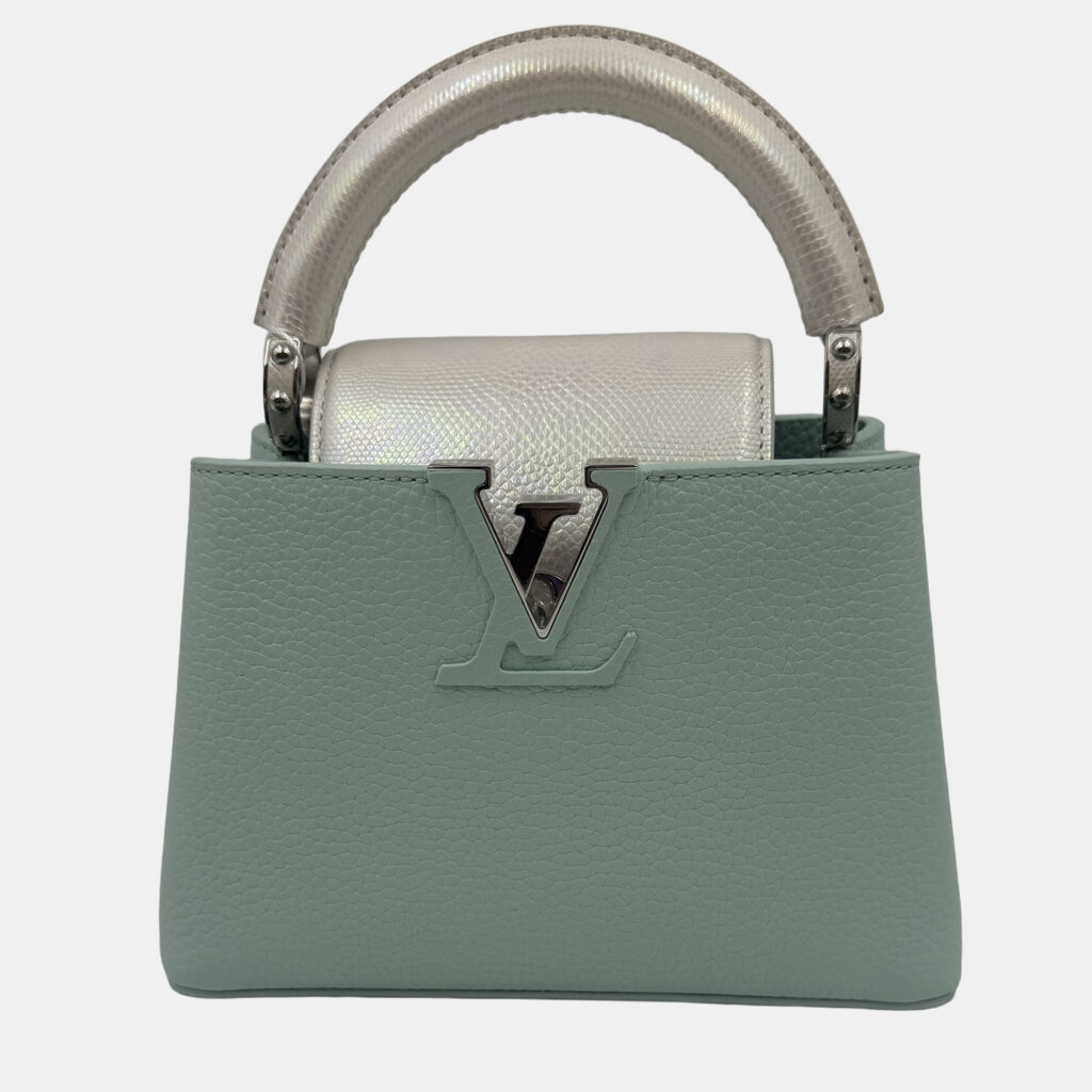 Louis Vuitton Mint Green Leather Mini Capucines Bag