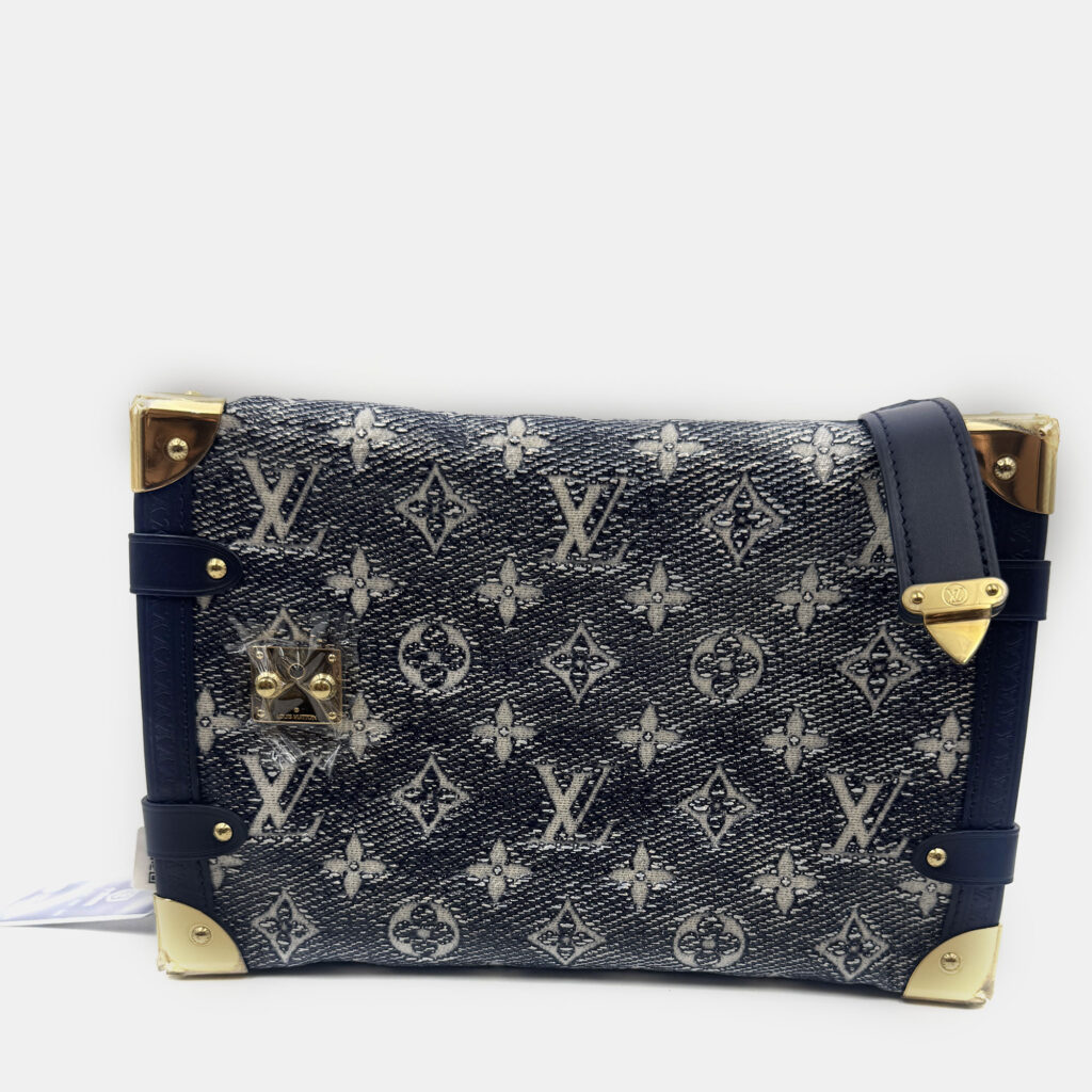 Louis Vuitton Grey Denim Leather Side Trunk Bag