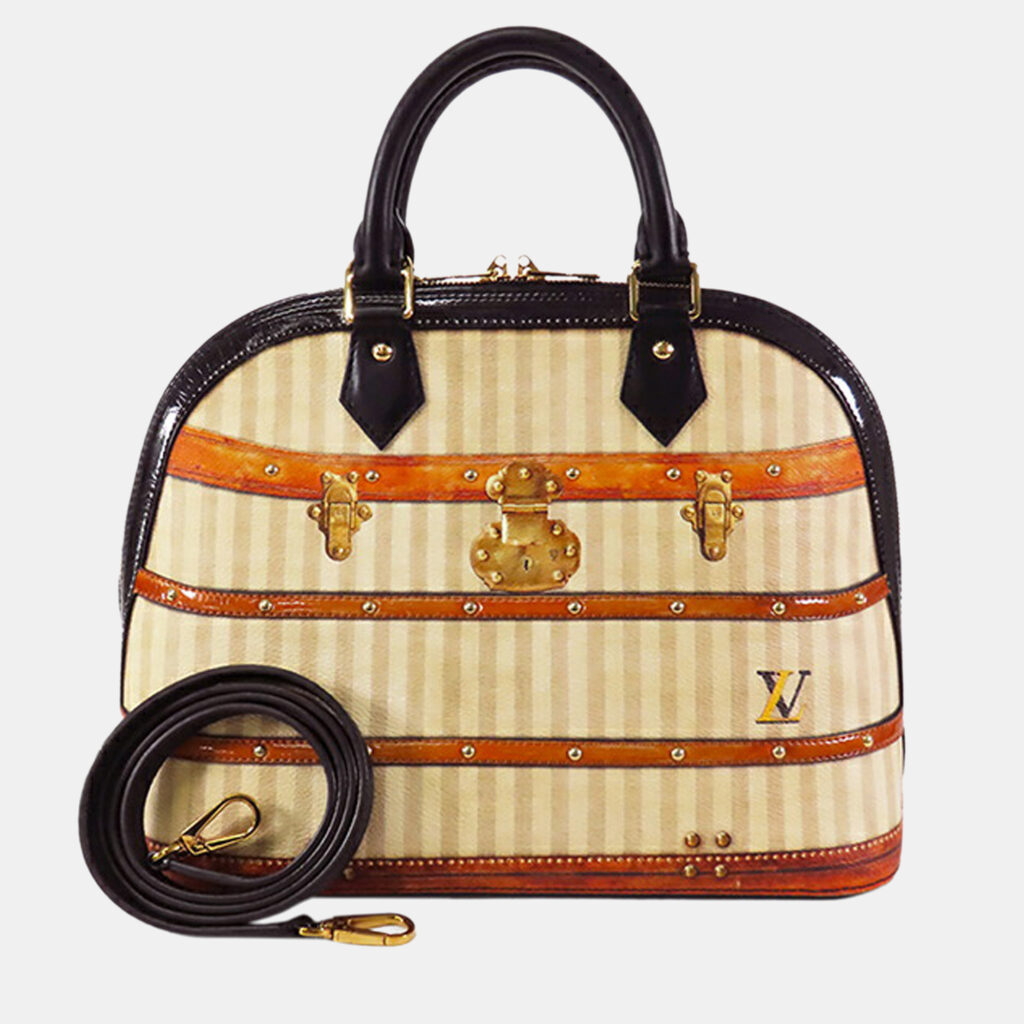 Louis Vuitton Beige Brown Transformed Canvas Time Trunk Alma PM Louis Vuitton Beige Brown Transformed Canvas Time Trunk Alma PM