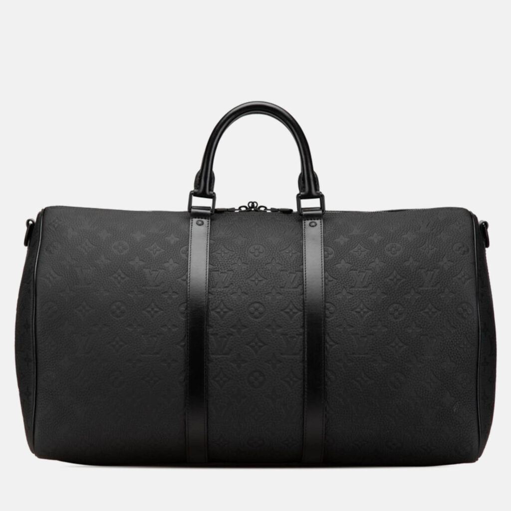 Louis Vuitton Keepall Bandouliere 50 Monogram Taurillon Black Leather Boston Bag