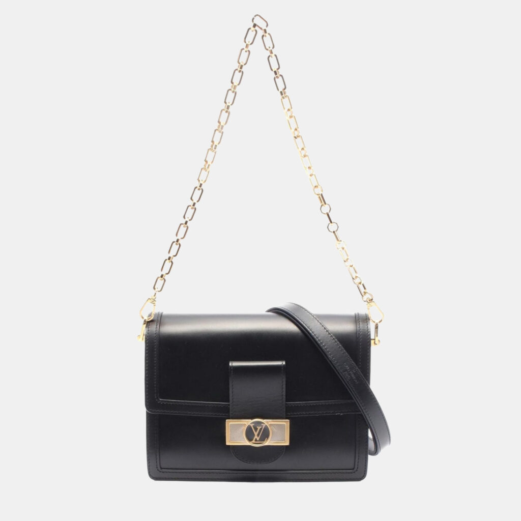 Louis Vuitton Dauphine MM Noir Leather Shoulder Bag Louis Vuitton Dauphine MM Noir Leather Shoulder Bag