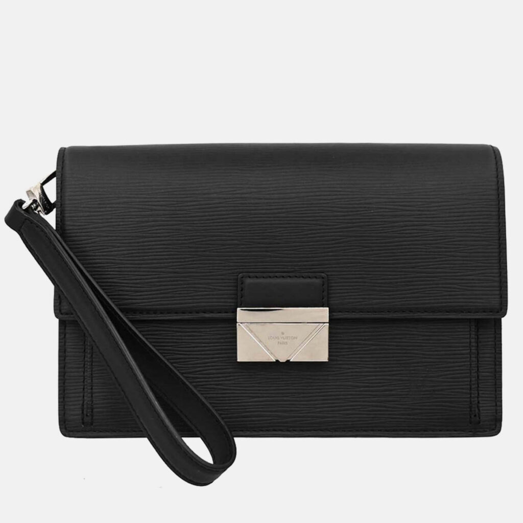 Louis Vuitton Thames Epi Pochette Black Leather Clutch Bag Louis Vuitton Thames Epi Pochette Black Leather Clutch Bag