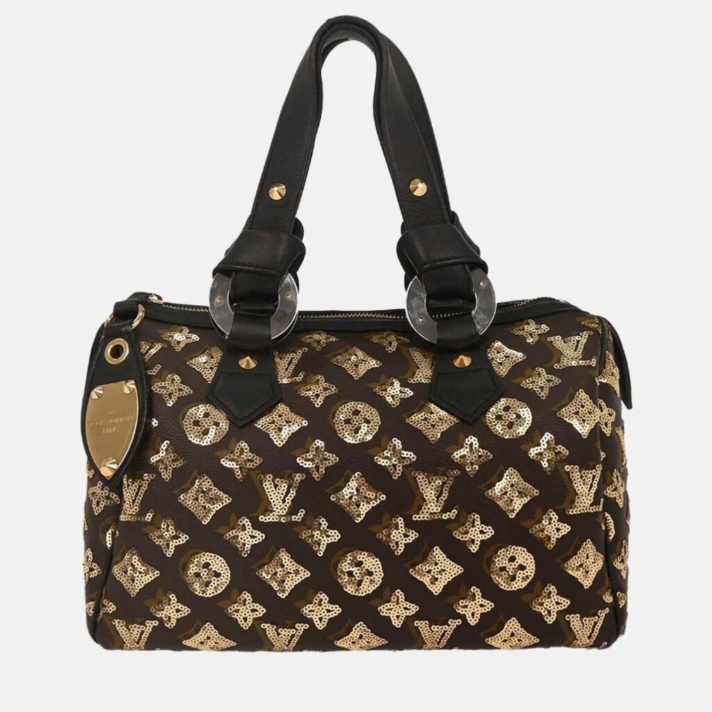 Louis Vuitton Speedy 30 Gold Sequin Monogram Eclipse Handbag Louis Vuitton Speedy 30 Gold Sequin Monogram Eclipse Handbag