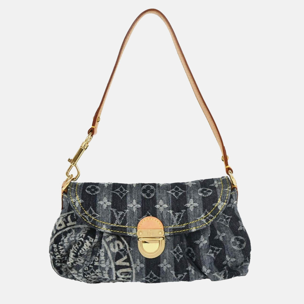 Louis Vuitton Mini Pleaty Raye Blue Monogram Denim Handbag Louis Vuitton Mini Pleaty Raye Blue Monogram Denim Handbag