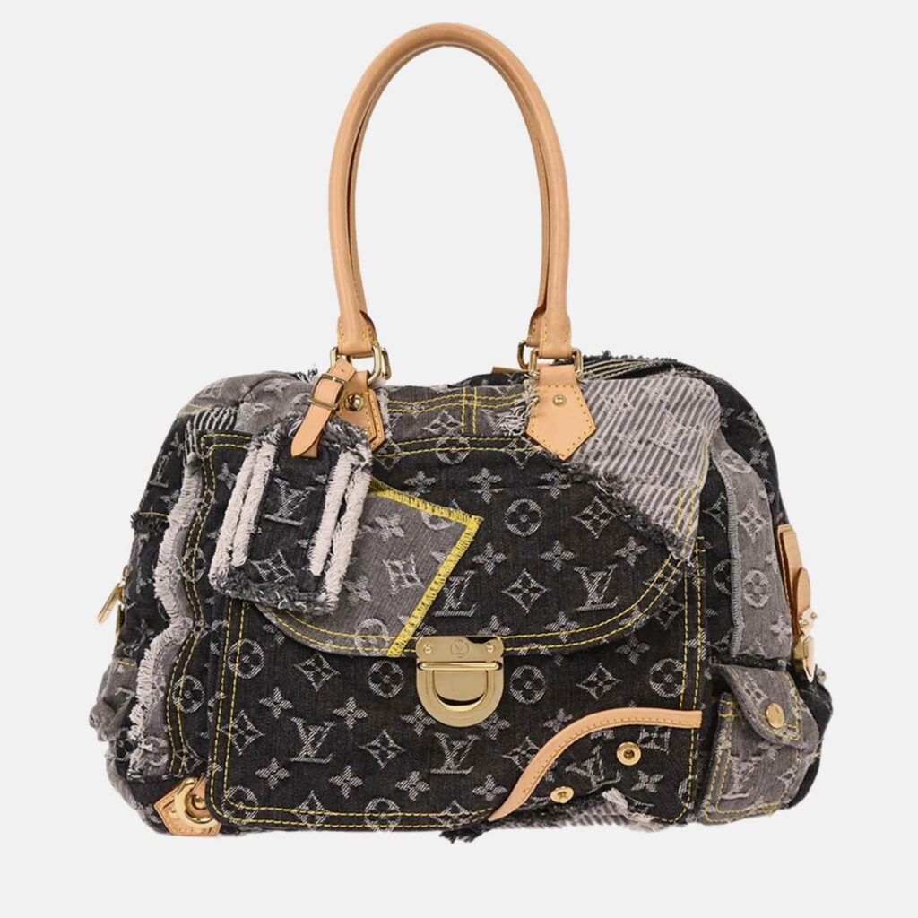 Louis Vuitton Bowly Black Monogram Denim Patchwork Shoulder Bag Louis Vuitton Bowly Black Monogram Denim Patchwork Shoulder Bag