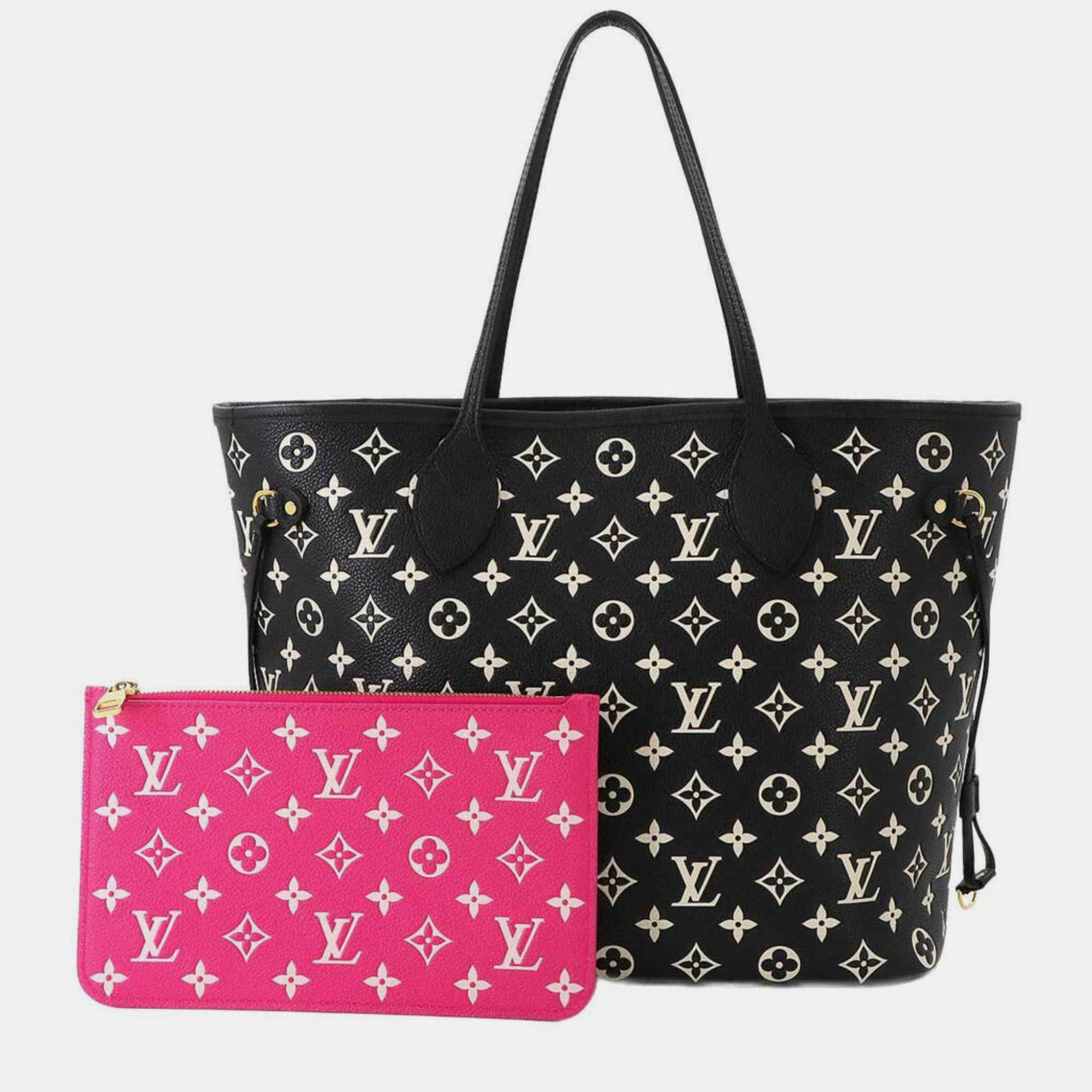 Louis Vuitton Neverfull MM Black/White Empriente Leather Tote Bag
