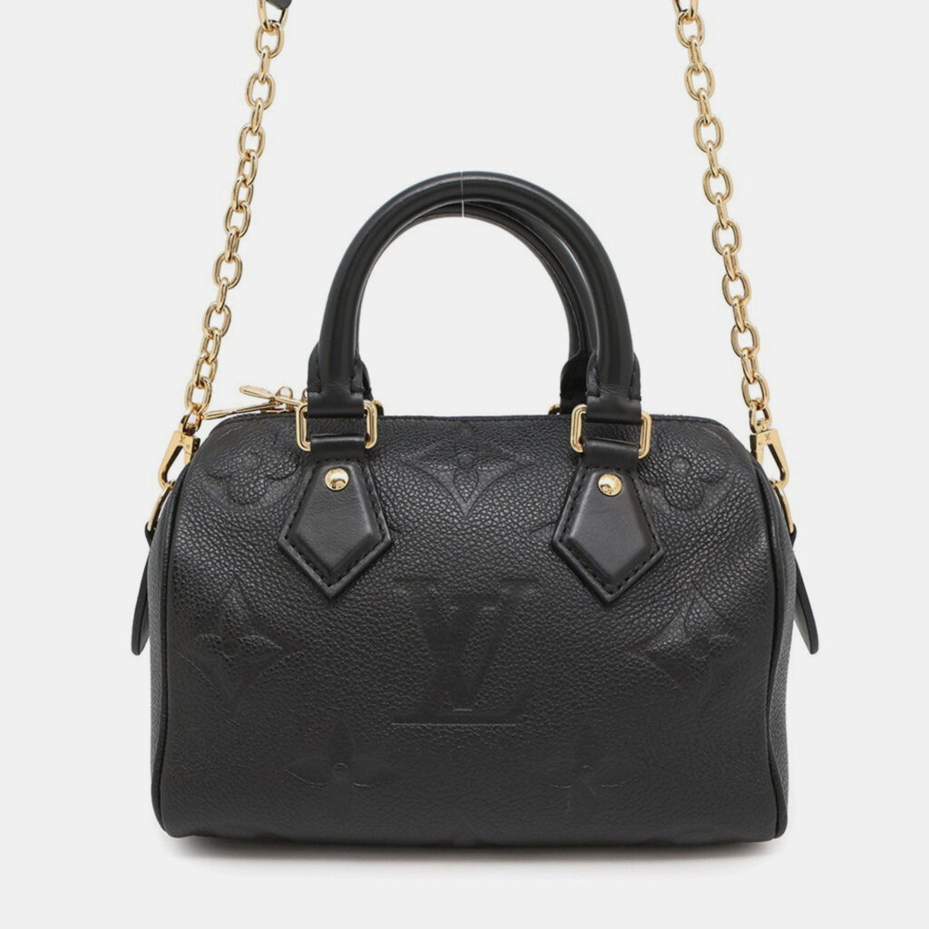 Louis Vuitton Speedy Bandouliere 20 Black Empreinte Giant Monogram Leather Duffel Bag