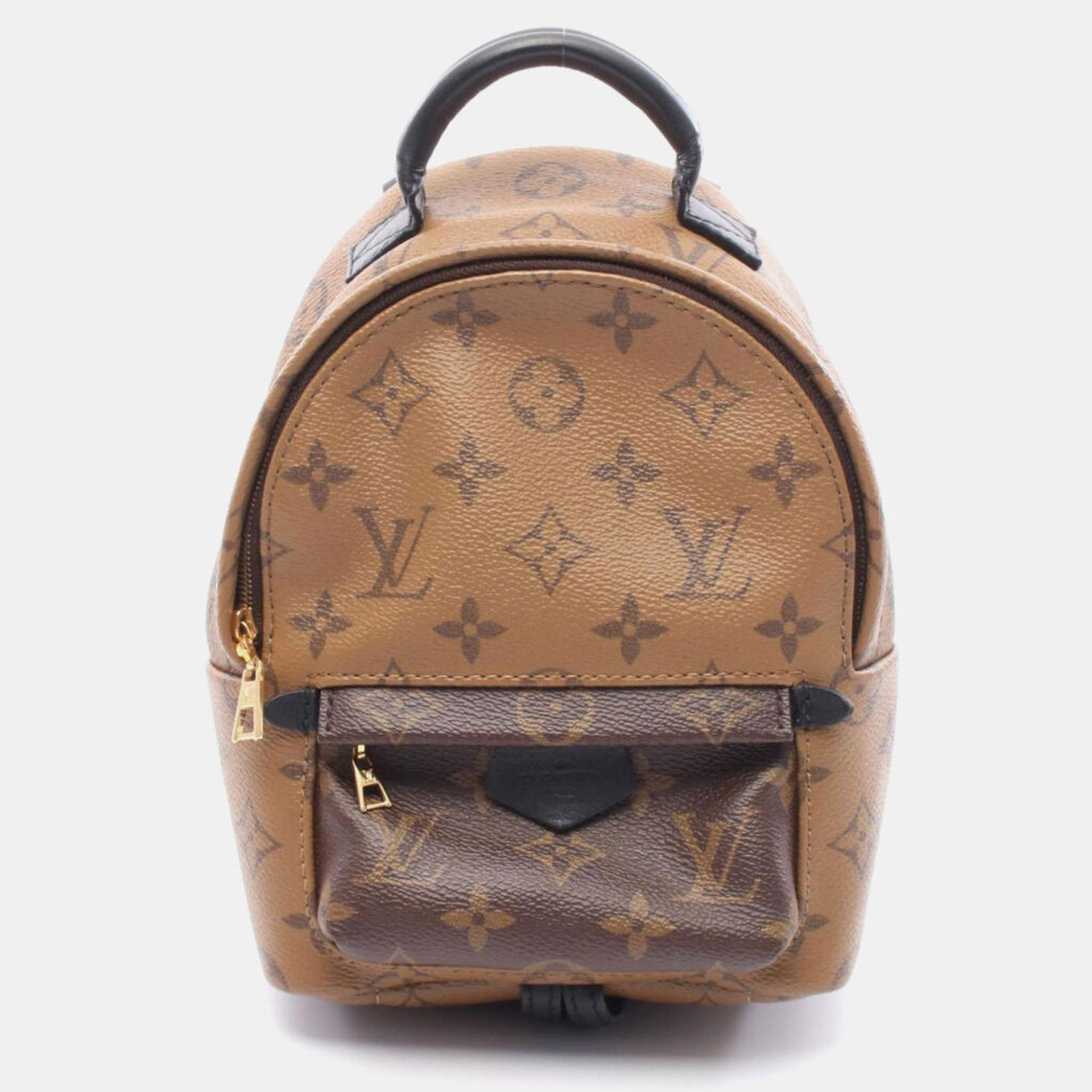 Louis Vuitton Palm Springs Mini Monogram Reverse Brown Black Coated Canvas Leather Backpack Louis Vuitton Palm Springs Mini Monogram Reverse Brown Black Coated Canvas Leather Backpack