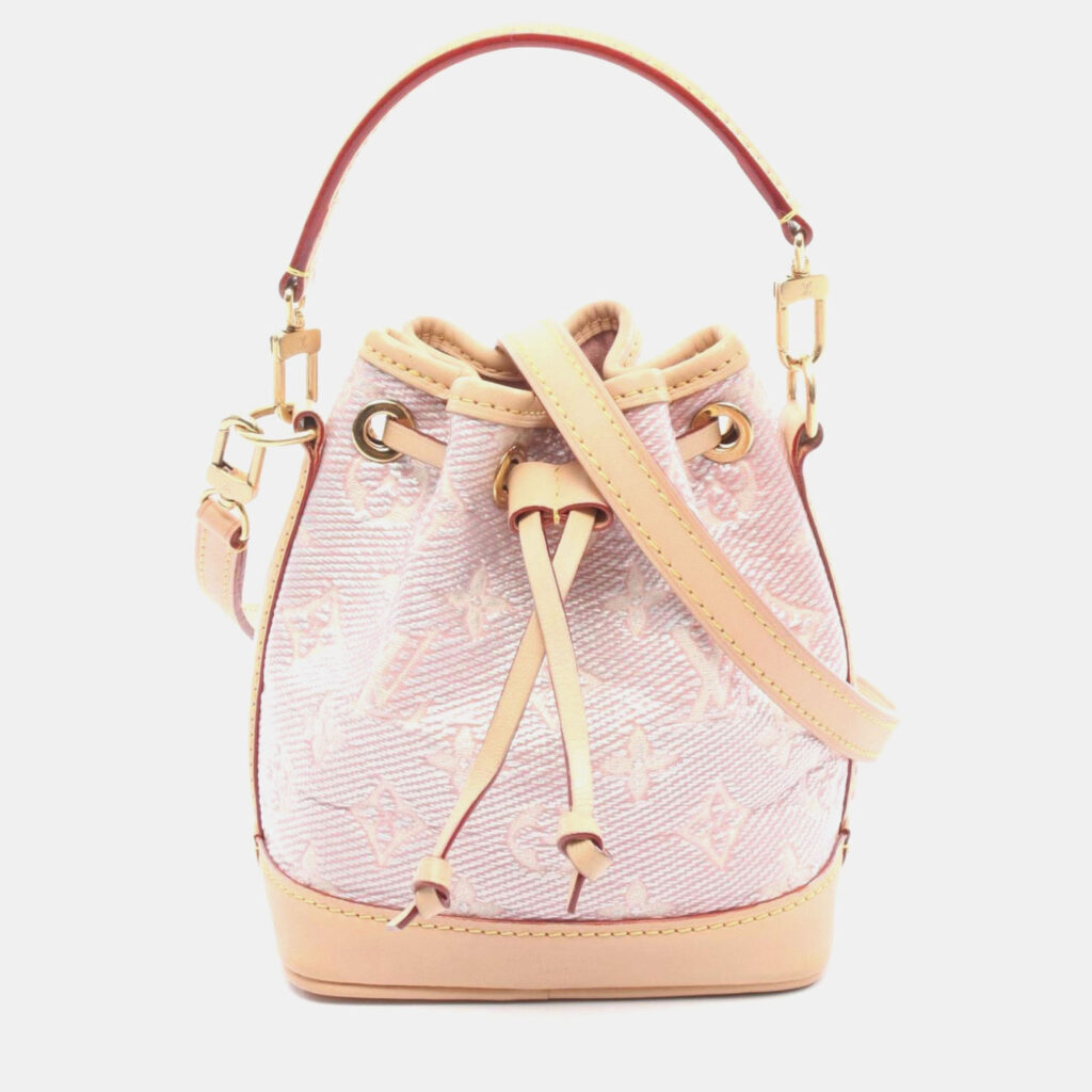 Louis Vuitton Nano Noe Pink Brown Monogram Jacquard Leather Handbag Louis Vuitton Nano Noe Pink Brown Monogram Jacquard Leather Handbag
