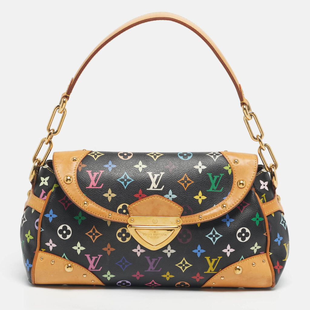 Louis Vuitton Black Monogram Multicolore Canvas and Leather Beverly MM Bag Louis Vuitton Black Monogram Multicolore Canvas and Leather Beverly MM Bag